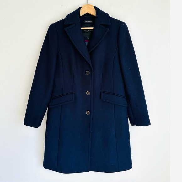 Talbots • Reese Wool Single Breasted Coat in Navy Blue - Picture 2 of 7